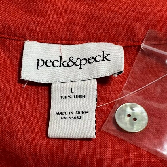 Peck & Peck Reversible Linen Blazer Sz L Red Floral Resortcore Quiet Luxury VTG - Picture 6 of 7